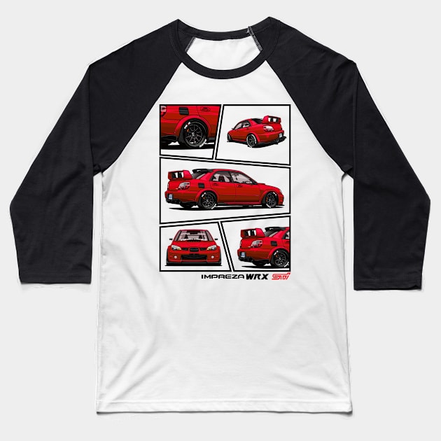 Impreza WRX STI Hawkeye Red, JDM Car Baseball T-Shirt by T-JD